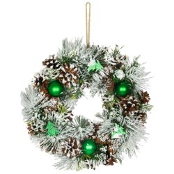   MagicHome Vianoce – vianočný veniec na zavesenie, zeleno-biely, 30 × 30 × 8 cm 8091929