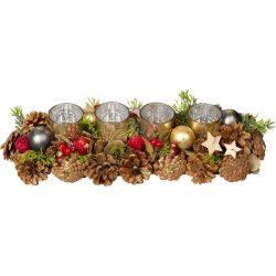   MagicHome Vianoce adventná ikebana so zlatými šálkami, 15 × 44 × 9 cm 8091933