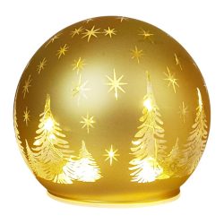   MagicHome Vianočná dekorácia – sklenená guľa s LED diódami, zlatá – 10 LED, teplá biela, 12 × 11 cm 8091962