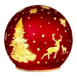   MagicHome Vianočná LED sklenená guľa, červená – 10 LED, teplá biela, 12 × 11 cm 8091963