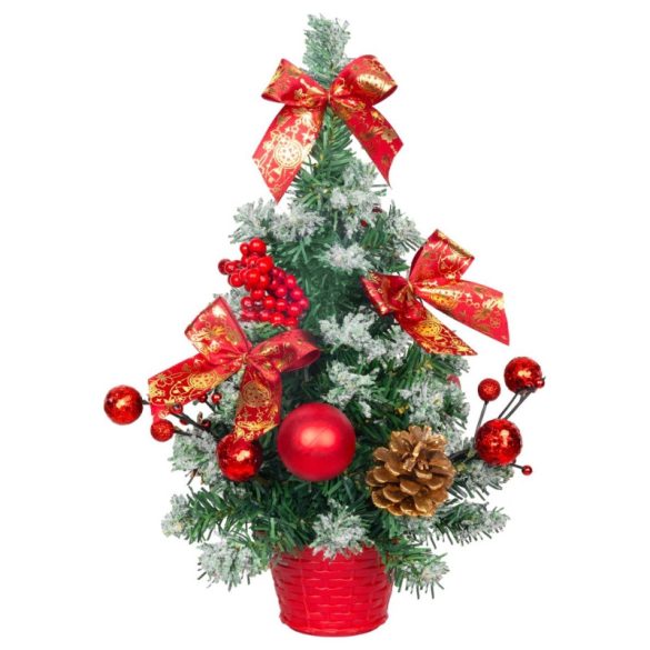 MagicHome zdobený vianočný stromček so snehom, červený, 30 cm 8092045