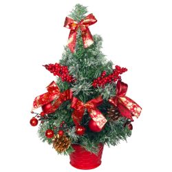   MagicHome zdobený vianočný stromček so snehom, červený, 40 cm 8092046