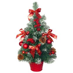   MagicHome zdobený vianočný stromček so snehom, červený, 50 cm 8092047