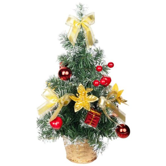 MagicHome zdobený stolový vianočný stromček, zlatý-červený, 40 cm 8092051