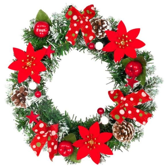 MagicHome Vianoce červený vianočný veniec, 25 cm 8092057
