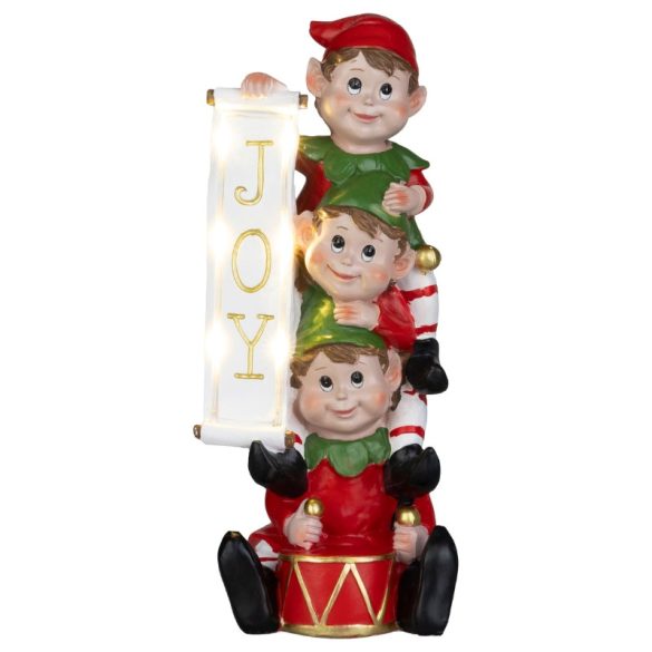 MagicHome LED vianočná dekorácia v podobe škriatka s nápisom JOY, 12,5 × 13,3 × 30,5 cm 8092122