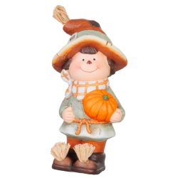   MagicHome Nature jesenná dekorácia s chlapcom a tekvicou – 10,5 × 11,5 × 23 cm 8092400