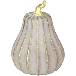   MagicHome Nature dekoratívna tekvica so zlatými detailmi – polyresin – 16,2 × 16,2 × 21,4 cm 8092414