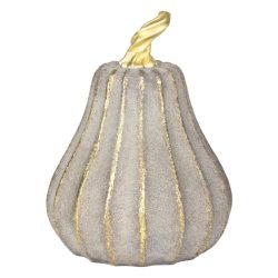   MagicHome Nature dekoratívna tekvica so zlatými detailmi – polyresin – 12,2 × 12,2 × 16,2 cm 8092415