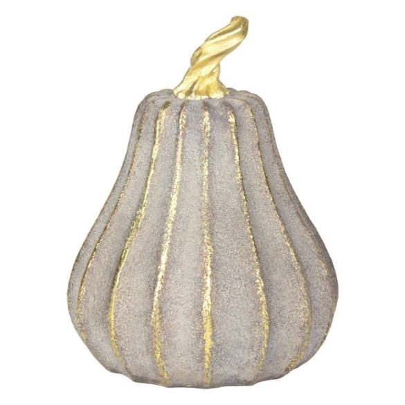 MagicHome Nature dekoratívna tekvica so zlatými detailmi – polyresin – 12,2 × 12,2 × 16,2 cm 8092415
