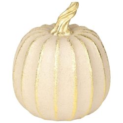   MagicHome Nature dekoratívna tekvica so zlatými trblietavými detailmi – polyresin – 14 × 14 × 16 cm 8092417