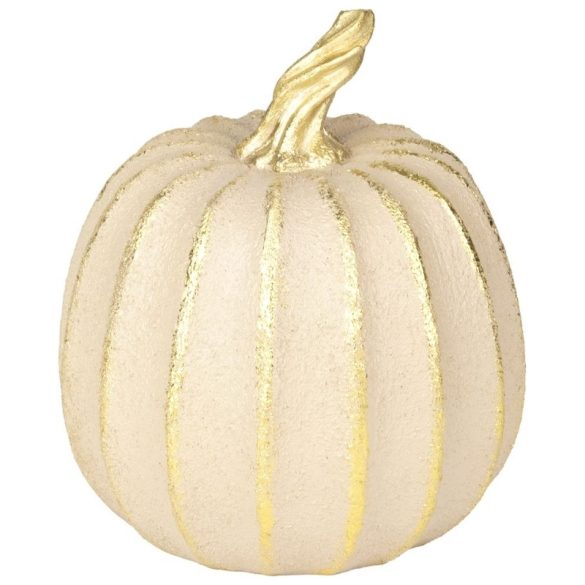 MagicHome Nature dekoratívna tekvica so zlatými trblietavými detailmi – polyresin – 14 × 14 × 16 cm 8092417