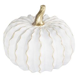   MagicHome Nature dekoratívna tekvica so zlatými detailmi – polyresin – 20,3 × 20,5 × 16,8 cm 8092418
