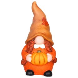   MagicHome Nature jesenná víla s tekvicou, terakotová dekorácia – 9,5 × 9,5 × 19,5 cm 8092429
