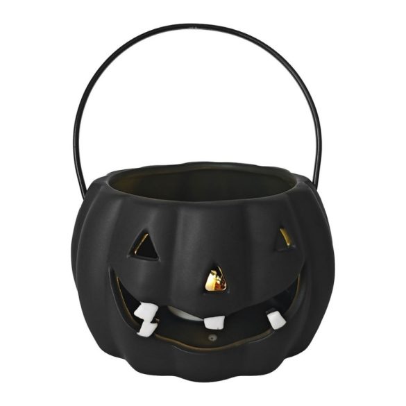 MagicHome Nature svietiaca porcelánová halloweenská tekvicová lucerna – 12,7 × 12,7 × 7,7 cm 8092432