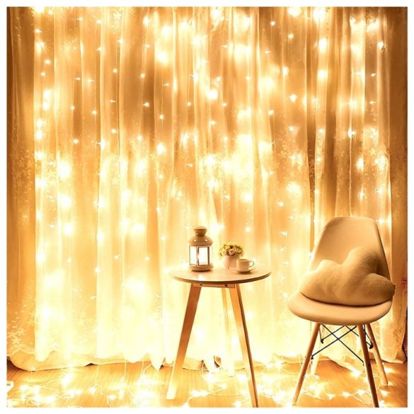 LED svetelná záclona s diaľkovým ovládaním, 300 LED, 3 × 3 m 839439
