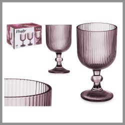 Pohár na vodu 370 ml, ružový pruhovaný dizajn – 84919