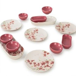   Keramický riad a sada na namáčanie s motívom jarných kvetov – 12-dielna 8680550750192