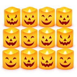   Sada 12 ks halloweenských LED svietidiel s motívom tekvice Jack-o'-Lantern 8VM97524X4