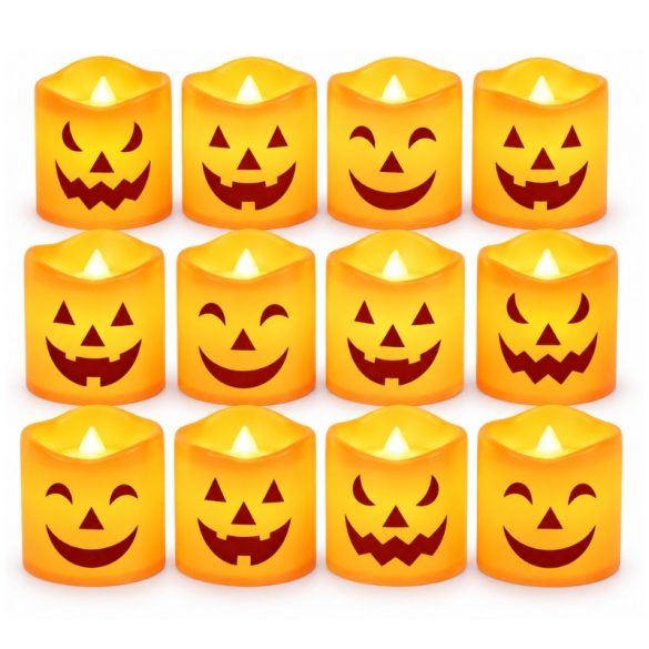 Sada 12 ks halloweenských LED svietidiel s motívom tekvice Jack-o'-Lantern 8VM97524X4