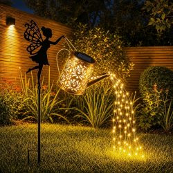   Záhradná lampa v tvare zavlažovacej kanvy so solárnym napájaním a efektom vodopádu s rozprávkovým osvetlením 8WMX0571KV
