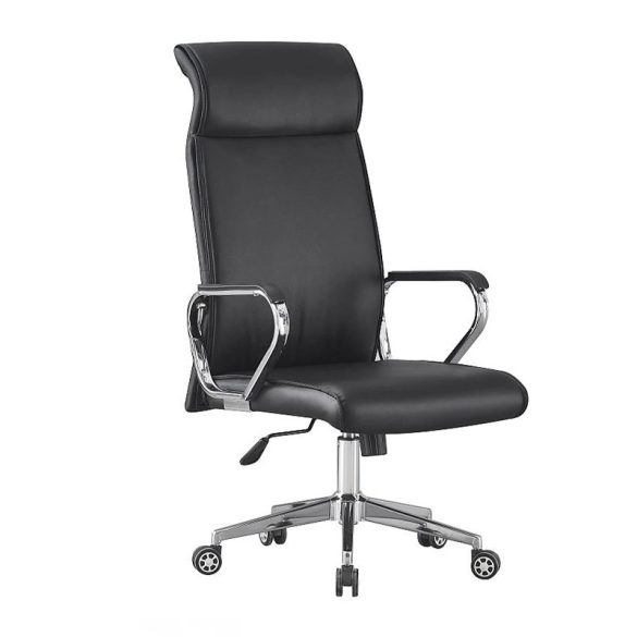 Ergonomická Kancelárska Stolička – Ekokoža, Chrómovaný Podstavec, Nastaviteľná Výška 9024H