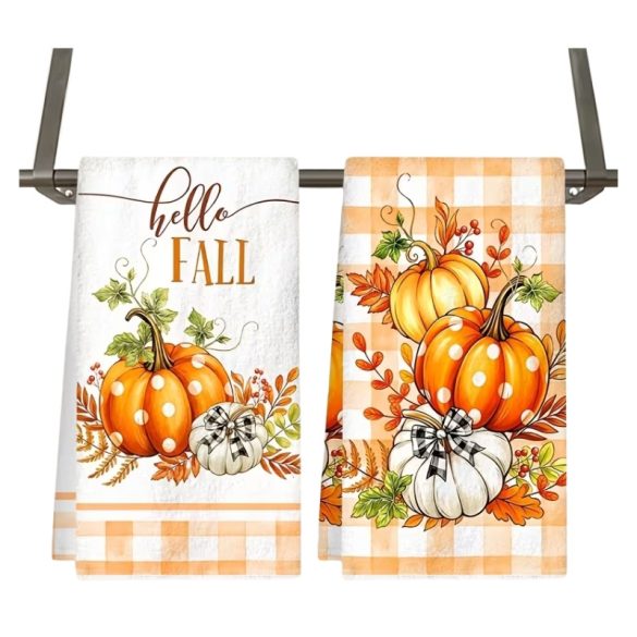 2 ks jesenných utierok „Hello Fall“ s motívom tekvice, 40 × 48 cm 9GMQ85KVWW