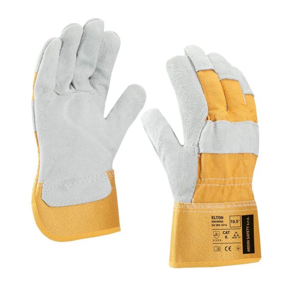 Hrubé ochranné rukavice zo štiepenkovej kože, dlaň z jedného kusu kože 10.5