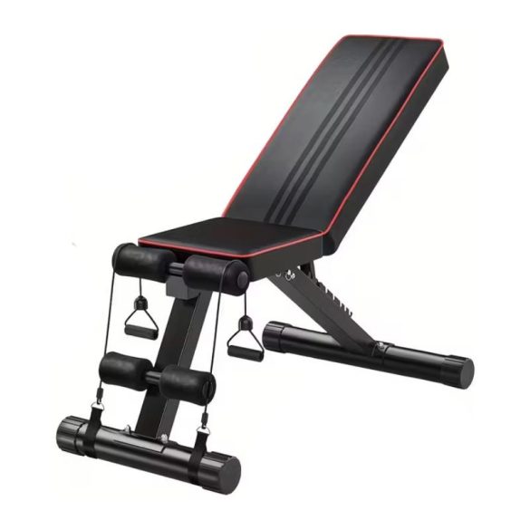 Univerzálna posilňovacia lavica nastaviteľná v 8 úrovniach skladacia s odporovými gumami AA8110095