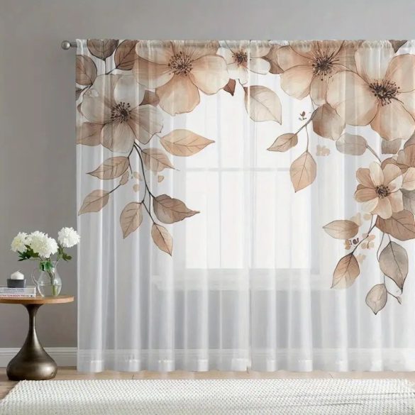 Kvetinová priesvitná záclonová sada 2 kusy 132 x 213 cm AF2555713-12