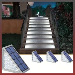   6-dielne solárne LED trojuholníkové schodové svietidlá, studená biela AH348537-HF