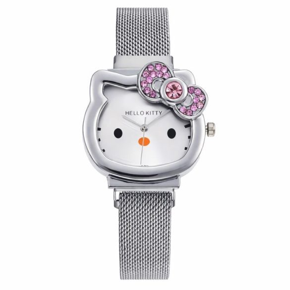Sanrio Hello Kitty Kawaii kovové dámske hodinky – s magnetickým remienkom AK288544