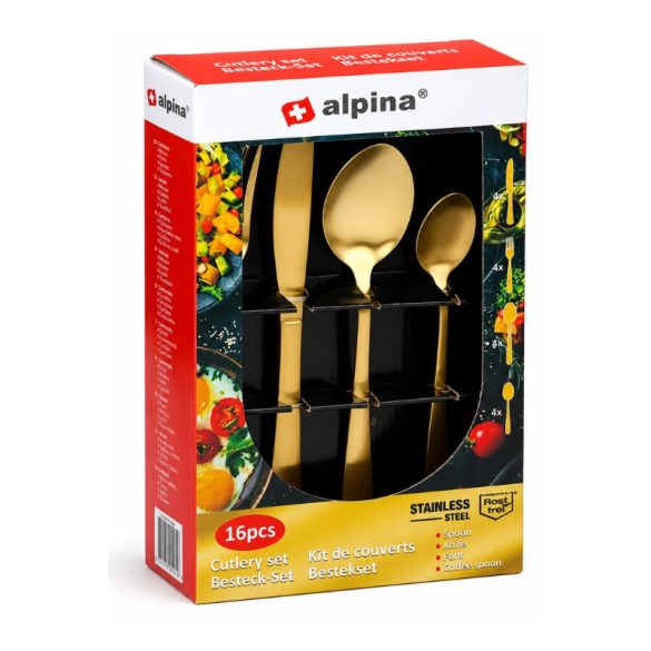Alpina 16-dielna sada príborov v zlatej farbe ALP16-2