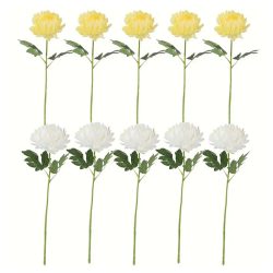   Sada 10 kusov umelých kvetov v žltej a bielej farbe AM683169