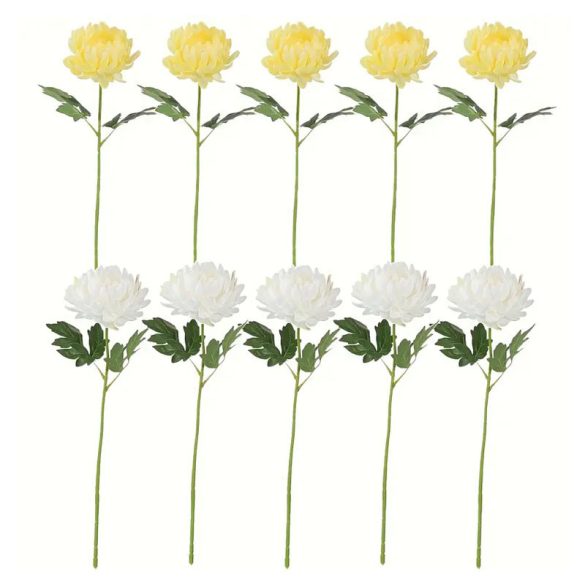Sada 10 kusov umelých kvetov v žltej a bielej farbe AM683169
