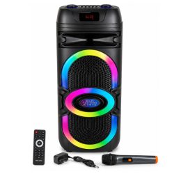   Prenosný party reproduktor s RGB osvetlením, mikrofónom a diaľkovým ovládačom AO-1026
