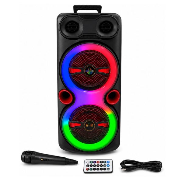 Avcrowns 2×8" prenosný party reproduktor s RGB osvetlením a mikrofónom AO-8830