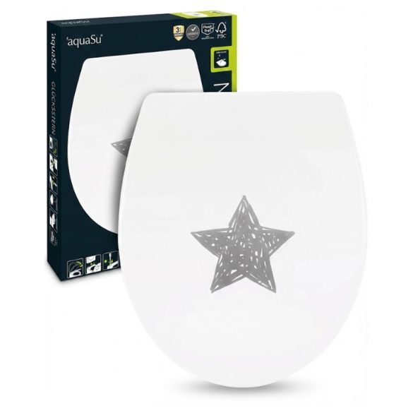 Toaletné sedadlo AquaSu s hviezdicovým vzorom, biele ASU2