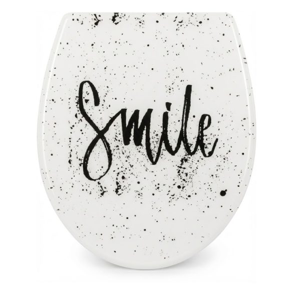 Toaletné sedadlo AquaSu s nápisom Smile, biele ASU4