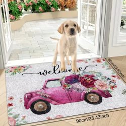   Koberec s vintage motívom auta a ružovej ruže 60 x 90 cm AV7577638-6090