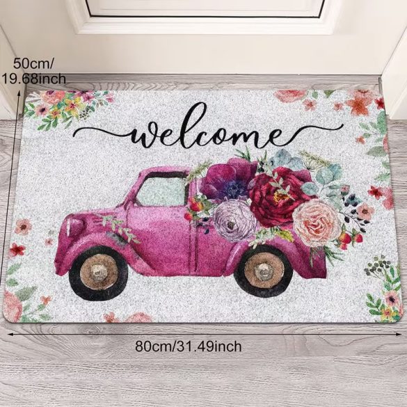 Koberec s motívom retro auta a ružovej ruže, 50 x 80 cm, AV7577638