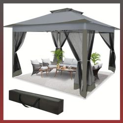   TOOLUCK 3,6 x 3,6 m rozkladací stan, tmavošedý AX1367135-SSZ