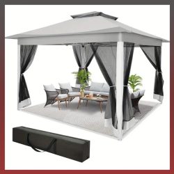   TOOLUCK 3,6 x 3,6 m rozkladací stan, svetlošedý AX1367135-VSZ