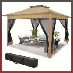 TOOLUCK 3,6 x 3,6 m rozkladací stan, tmavohnedý AX1367135