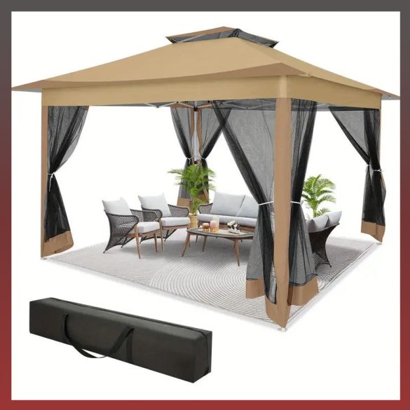 TOOLUCK 3,6 x 3,6 m rozkladací stan, tmavohnedý AX1367135