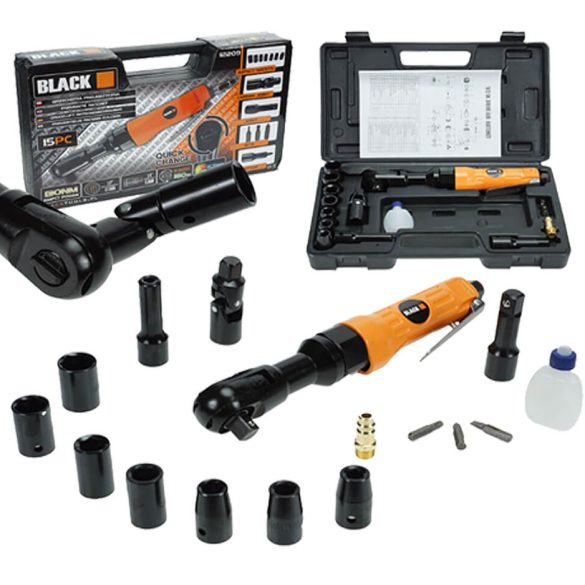 Sada čiernych pneumatických račňových kľúčov, 15 kusov – 12209