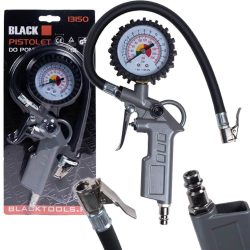   Čierna kovová pištoľ na hustenie pneumatík s tlakomerom – 13150