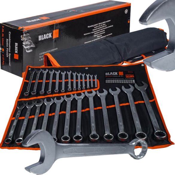 Sada čiernych hviezdicových kľúčov, 25 kusov, do 32 mm - 16000