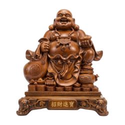   Dekoratívna socha smiešneho Budhu so symbolmi bohatstva BDH1