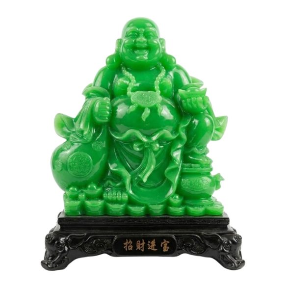 Dekoratívna socha smiešneho Budhu v zelenom prevedení BDH2